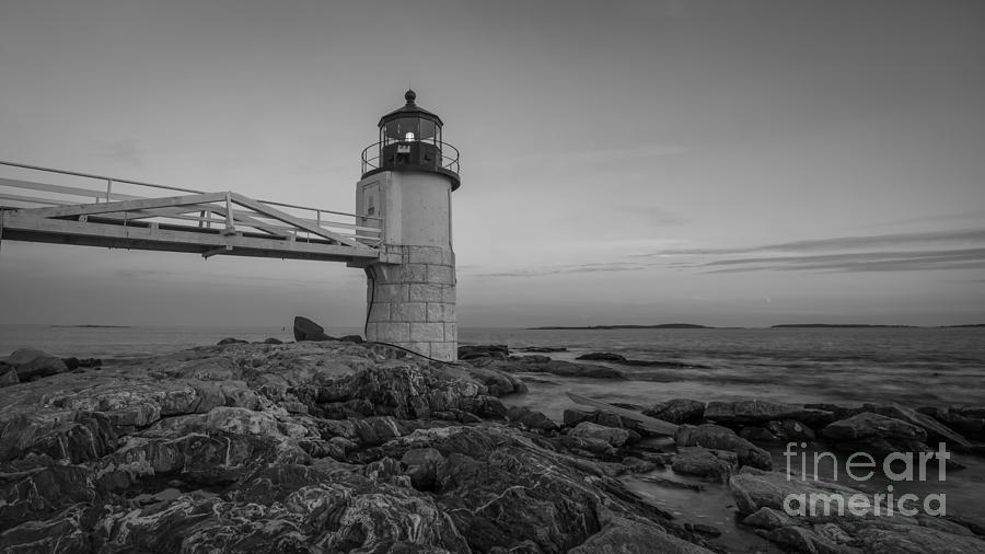 Boat Photograph - Marshall Point Lighthouse Sunset bw #1 by Michael Ver Sprill