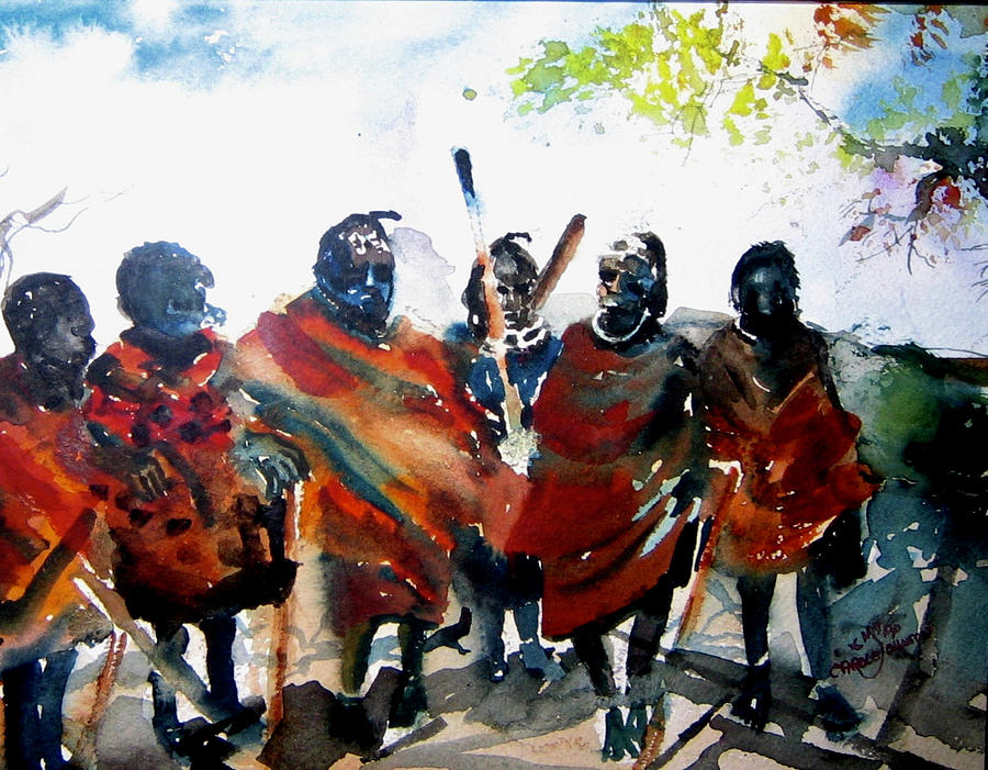 Masaai Boys #2 Painting by Carole Johnson
