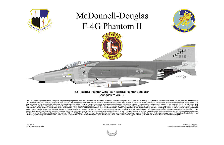 McDonnell Douglas F-4G Phantom II Wild Weasel #3 Digital Art by Arthur Eggers