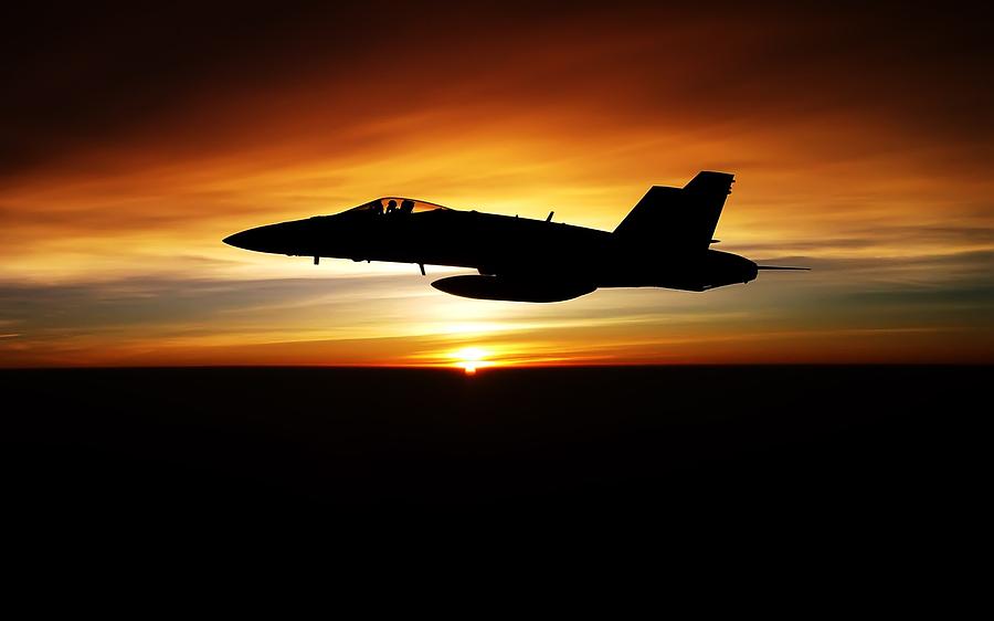 Sunset Photograph - McDonnell Douglas F/A-18 Hornet #1 by Mariel Mcmeeking