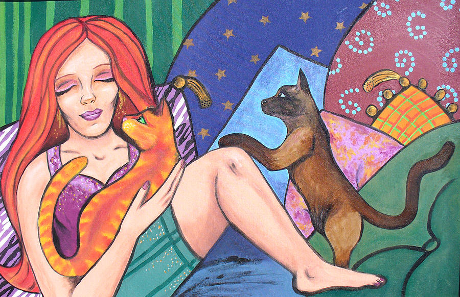 Me and My Cats #1 Painting by Sarah Crumpler