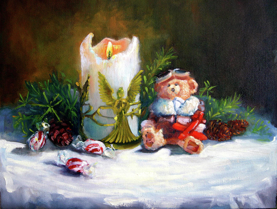 Still Life Painting - Me and My Teddy Bear by Barbara A Jones