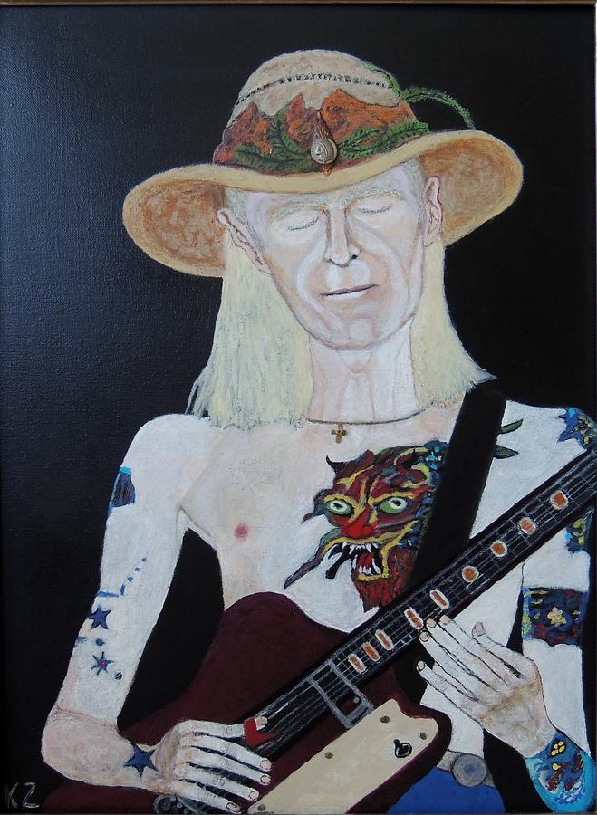 Johnny Winter Painting - Mean town blues.Johnny Winter. #1 by Ken Zabel