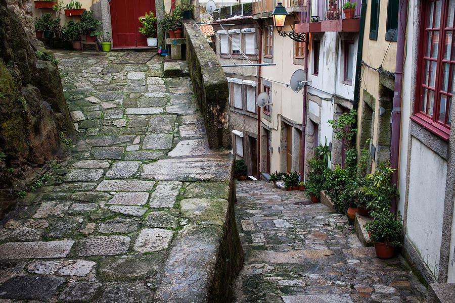Medieval Alley in Ribeira Old Town of Porto  #1 Photograph by Artur Bogacki