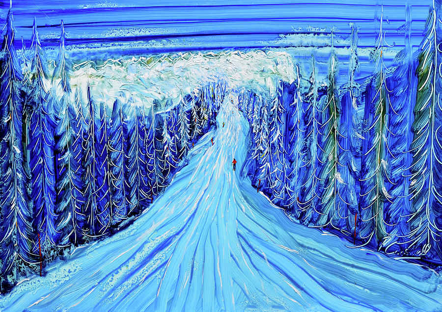 Megeve L Alpette Skiing Painting #2 Painting by Pete Caswell
