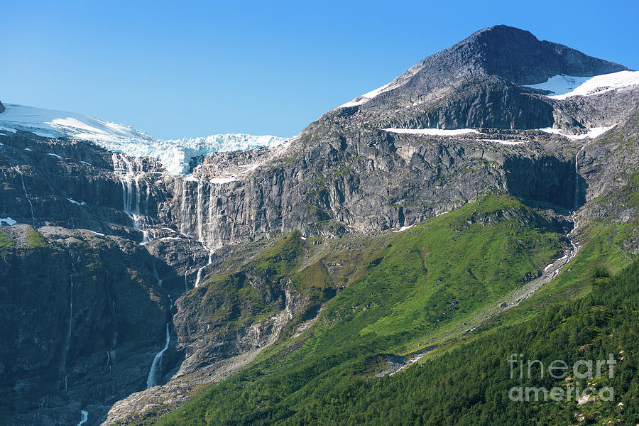 Melting glacier seen from Oldevatnet Lake  #1 Photograph by Andrew Michael