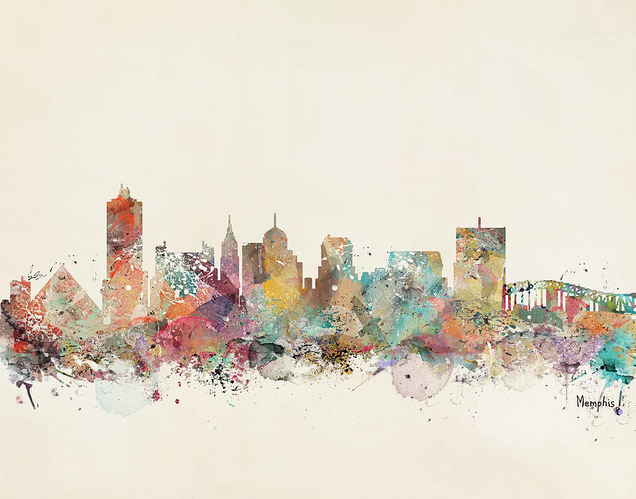 Memphis City Skyline #1 Painting by Bri Buckley