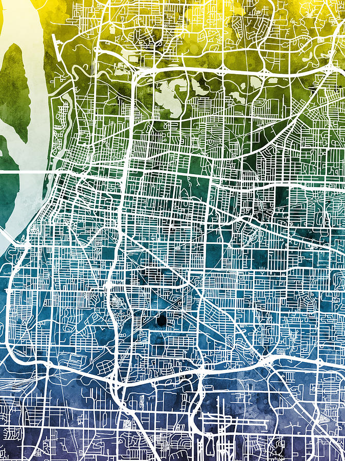 Memphis Tennessee City Map #1 Digital Art by Michael Tompsett
