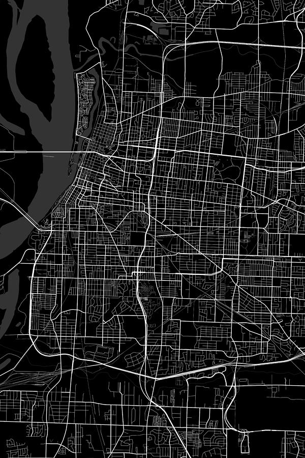 Memphis Tennessee USA Dark Map Digital Art by Jurq Studio - Fine Art ...