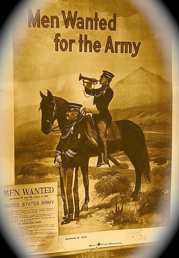 Men Wanted For The Army Poster No Date Ghost Town South Pass City Wyoming 1971 Vignetted Toned 2008 #1 Photograph by David Lee Guss