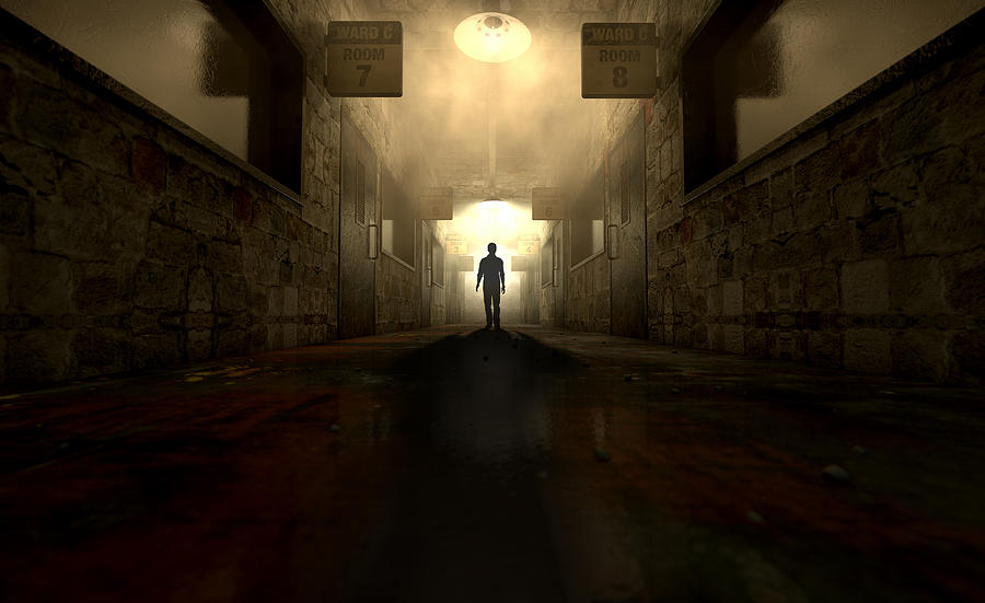 Mental Asylum With Ghostly Figure Digital Art by Allan Swart