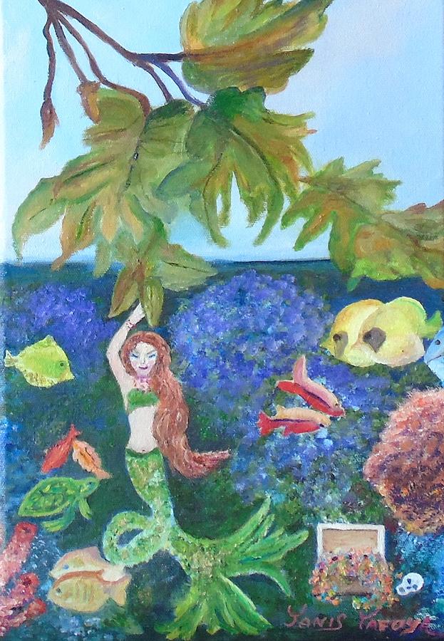 Mermaid and the Treasure #2 Painting by Janis Tafoya