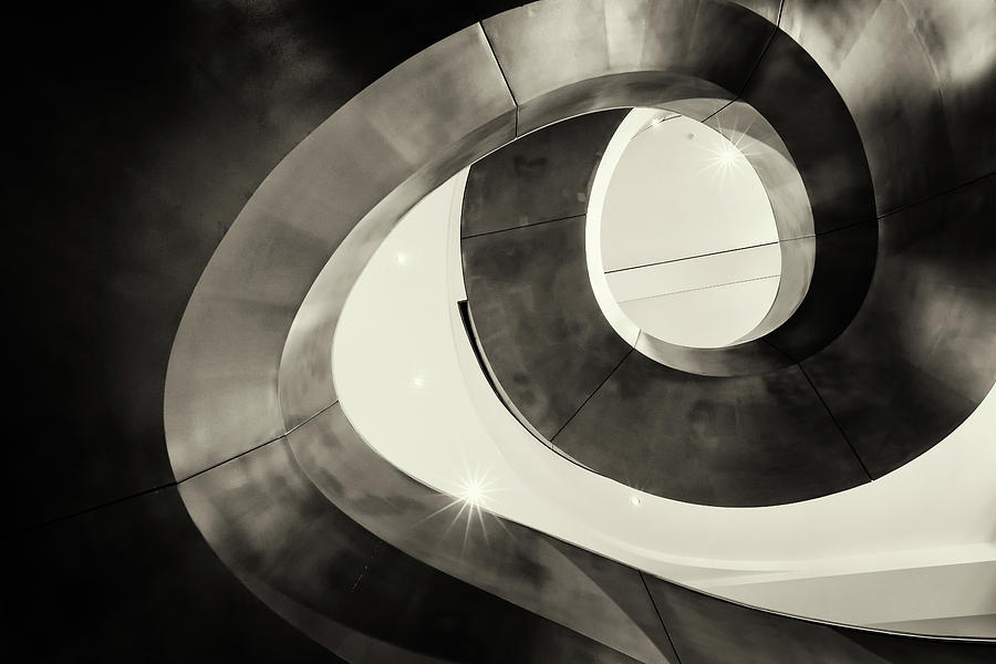 Abstract Metal Spiral Staircase Photograph