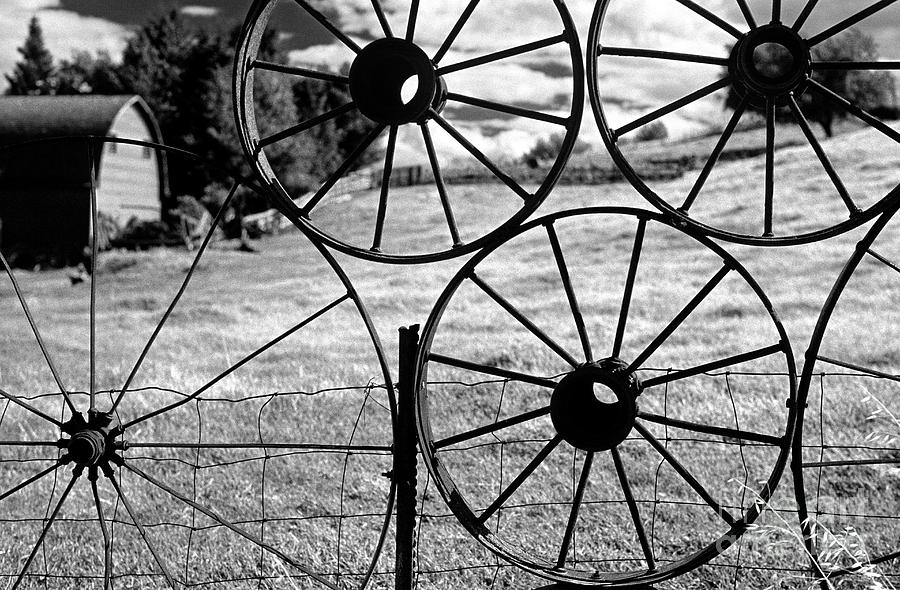 Metal Wheel Fence #1 Photograph by Jim Corwin