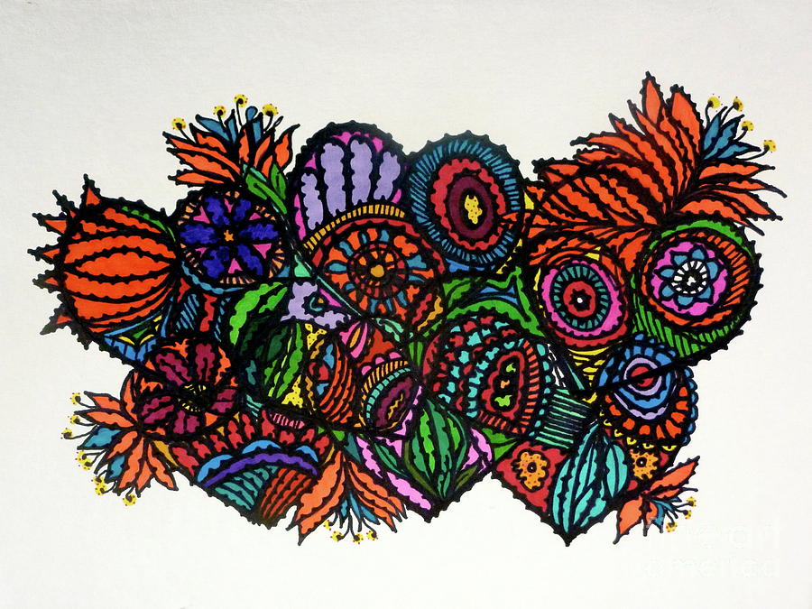 Mexican Flowers Drawing by Ginnie Laroi
