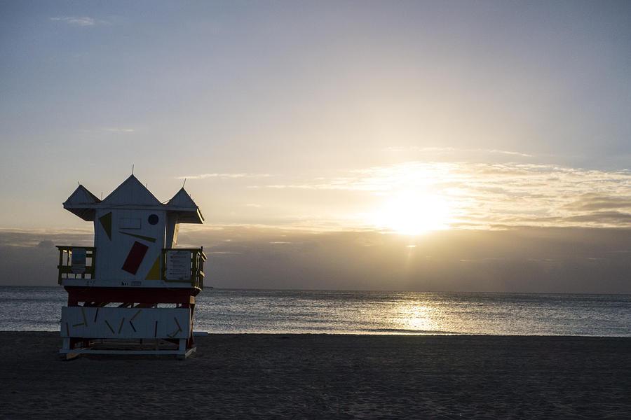 Miami Beach Life Guard House Sunrise #1 Photograph by Toby McGuire