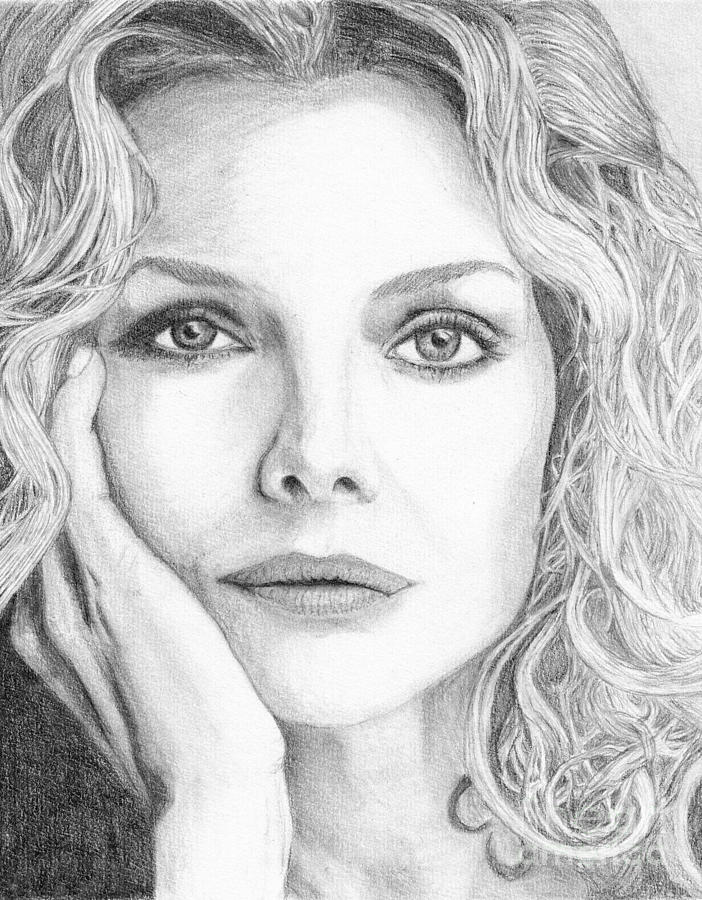 Michelle Pfeiffer #1 Drawing by Alexandra Riley