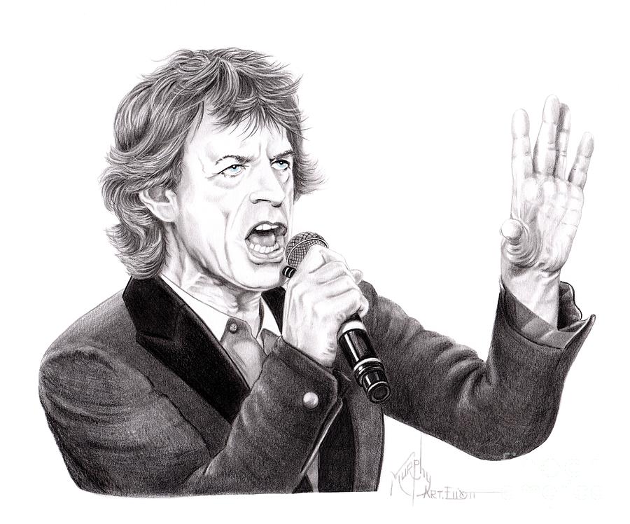 Mick Jagger Drawing by Murphy Elliott