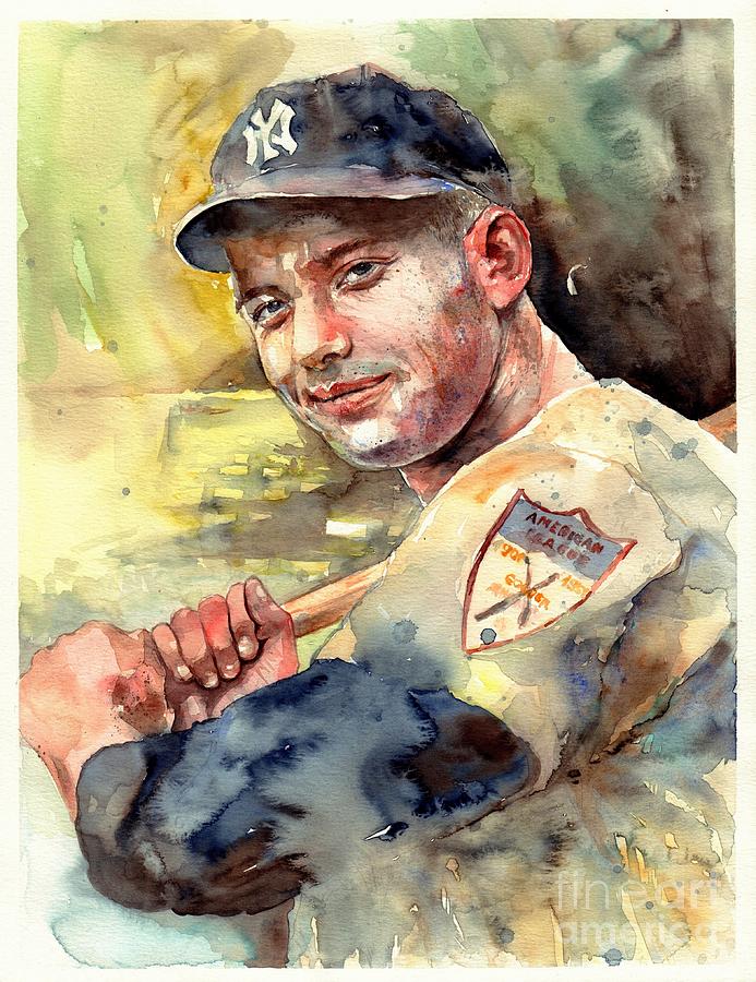 Mickey Mantle portrait Painting by Suzann Sines - Pixels Merch