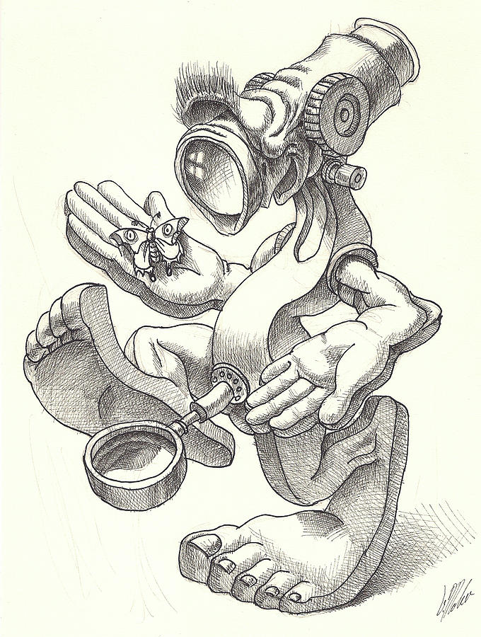 Microscope Unchained #1 Drawing by Victor Molev