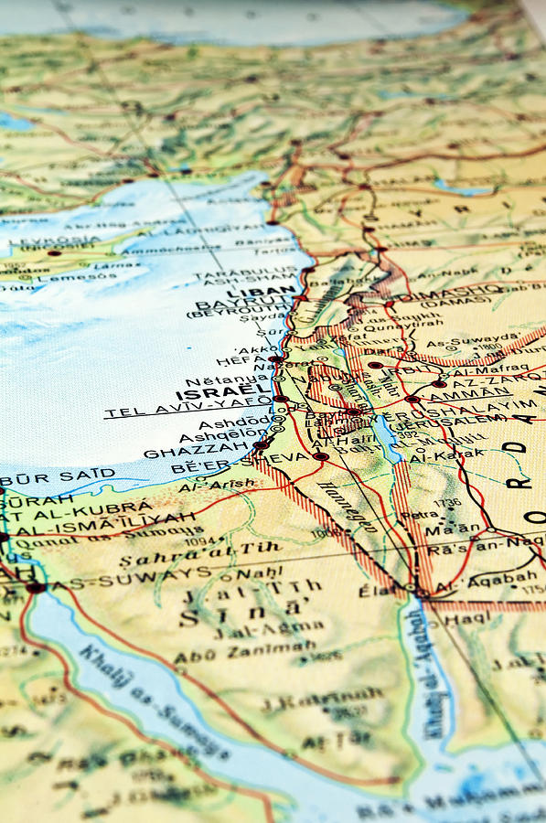 Map Photograph - Middle East map. #1 by Fernando Barozza
