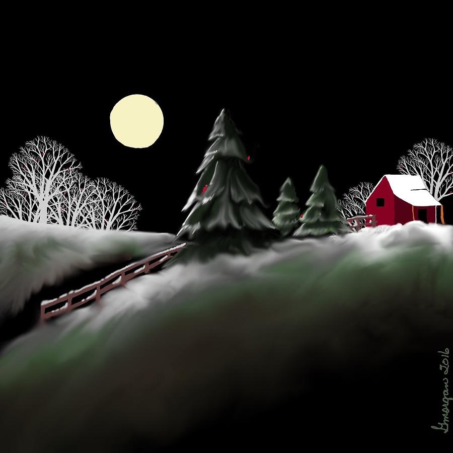 Winter Digital Art - Midnight Clear #1 by Gerry Morgan