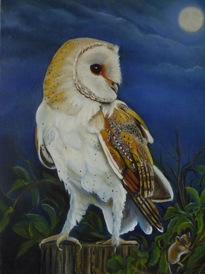 Wild Life Painting - Midnight Hunter by Janet Silkoff Wild Life Painting - Midnight Hunter by Janet Silkoff