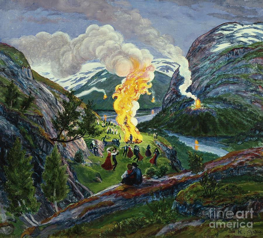 Midsummer fire Painting by Nikolai Astrup