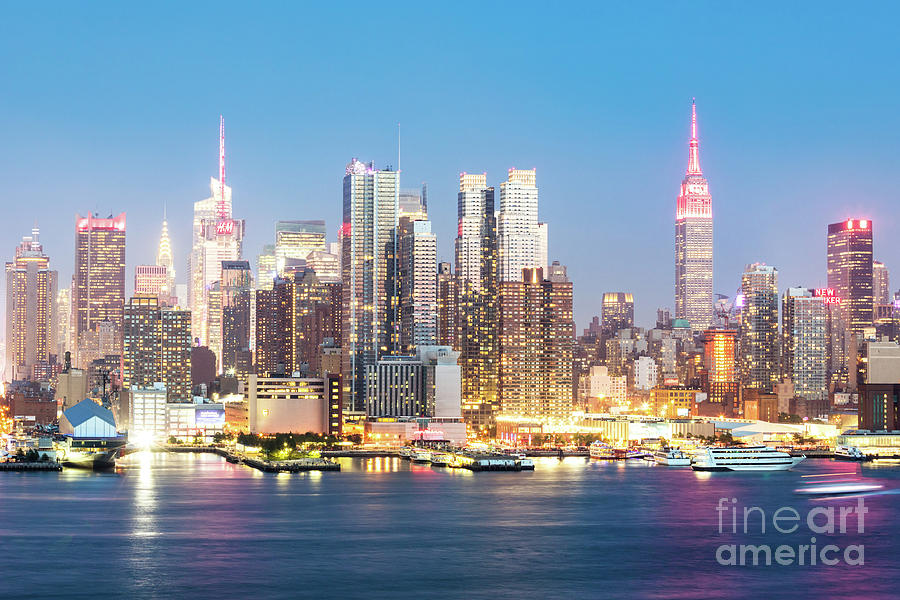 Midtown Manhattan skyline at dusk, New York city, USA #1 Photograph by Matteo Colombo