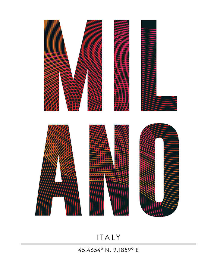 Milano, Italy - City Name Typography - Minimalist City Posters Mixed Media by Studio Grafiikka