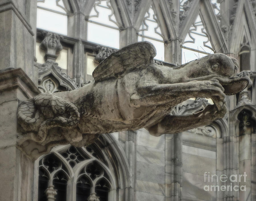 Milan Italy Photograph - Milan Italy Cathedral Gargoyle #1 by Gregory Dyer