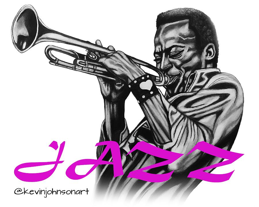 Miles Davis Graphic Design - Pink/Black Text Drawing by Kevin Johnson Art