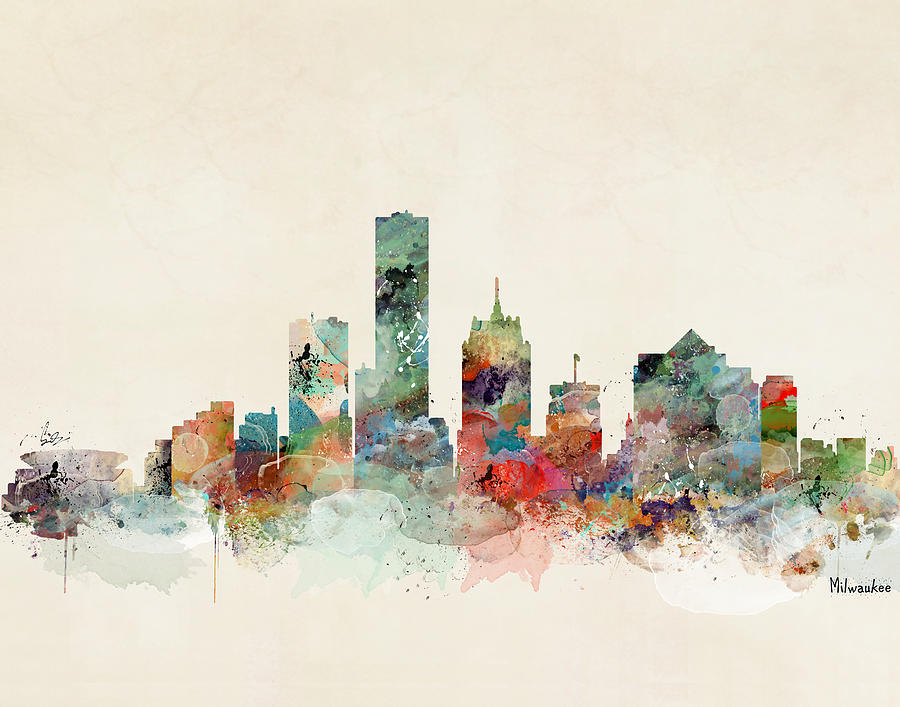 Milwaukee Painting - Milwaukee Wisconsin Skyline #1 by Bri Buckley