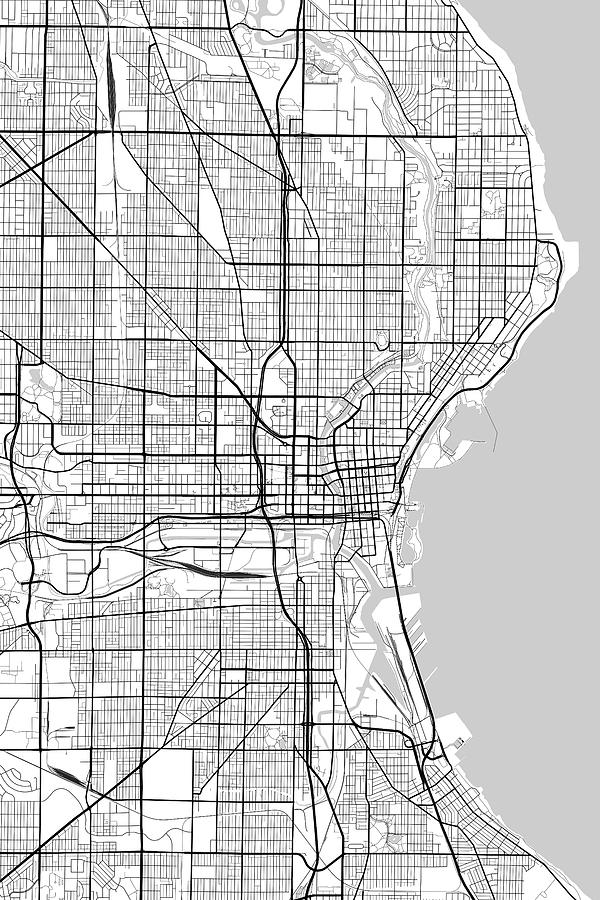 Milwaukee Wisconsin Usa Light Map Digital Art