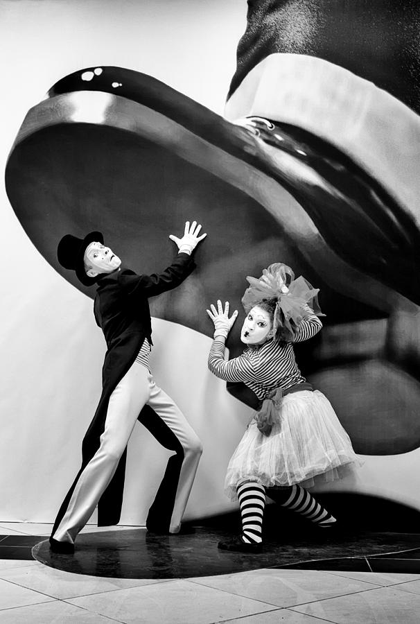 Mime Artists Giant Hand Illusion Colour #1 Photograph by John Williams