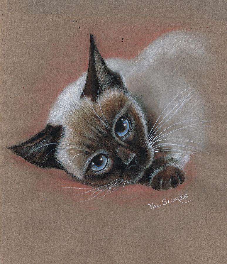 Cat Painting - Minka #1 by Val Stokes