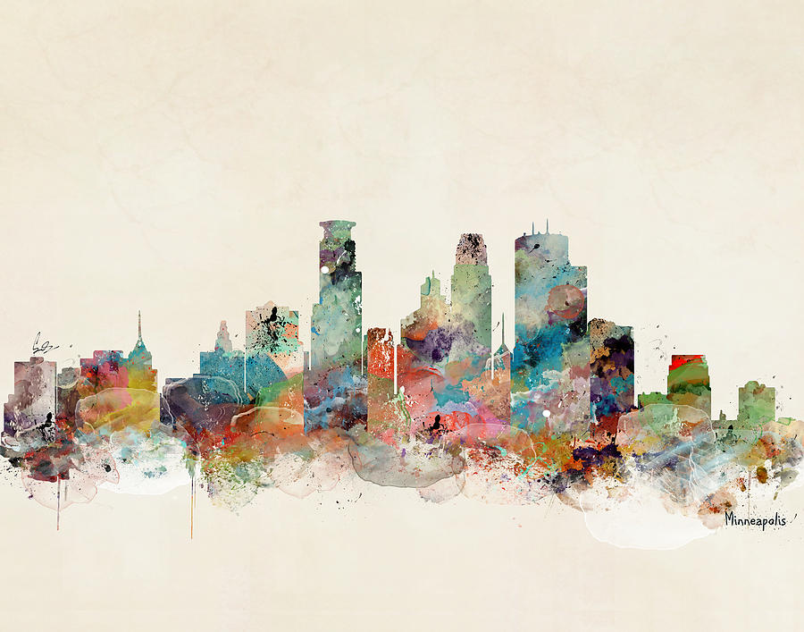 Minneapolis Minnesota Skyline #1 Painting by Bri Buckley