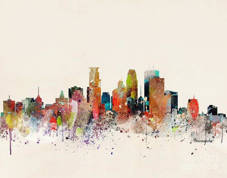 Skyline Painting - Minneapolis Skyline #1 by Bri Buckley