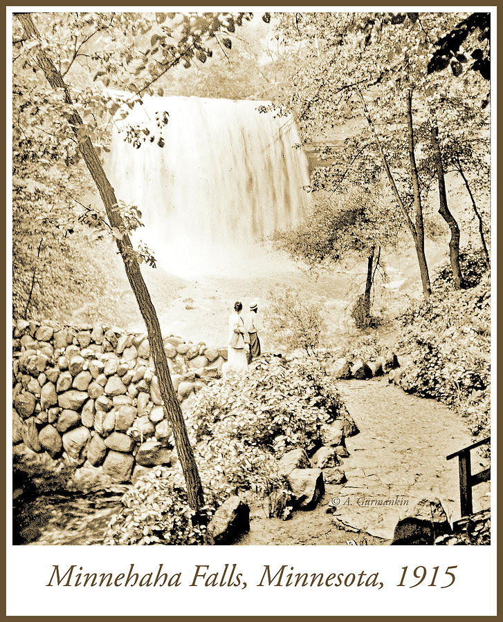 Minnehaha Falls, Minneapolis, Minnesota, 1915, Vintage Photograp #1 Photograph by A Macarthur Gurmankin