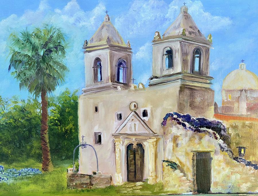 Churches Painting - Mission Concepcion #1 by Cheryl Damschen