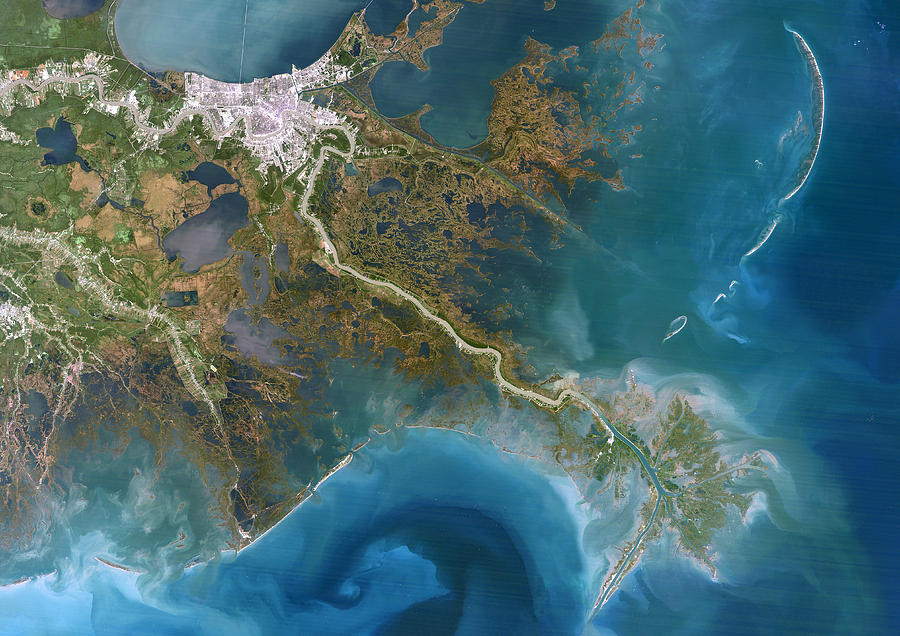 Mississippi Delta, Satellite Image #1 Photograph by Planetobserver