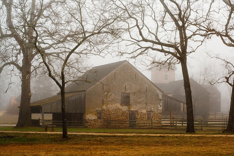 Misty Batsto Horse Barn Photograph by Kristia Adams