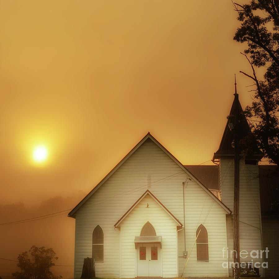 Misty Mountain Sunrise and Church #1 Photograph by Thomas R Fletcher