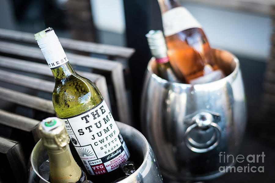 Mixed Bottles Of Gourmet Wine In Ice Chiller Bucket #1 Photograph by JM Travel Photography
