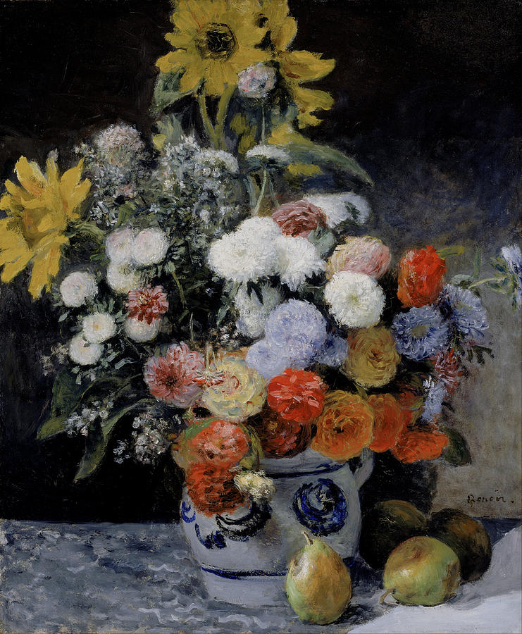 Mixed Flowers In An Earthenware Pot #1 Painting by Auguste Renoir