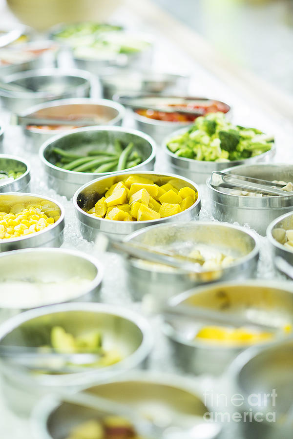 Mixed Vegetables In Salad Bar Display #1 Photograph by JM Travel Photography