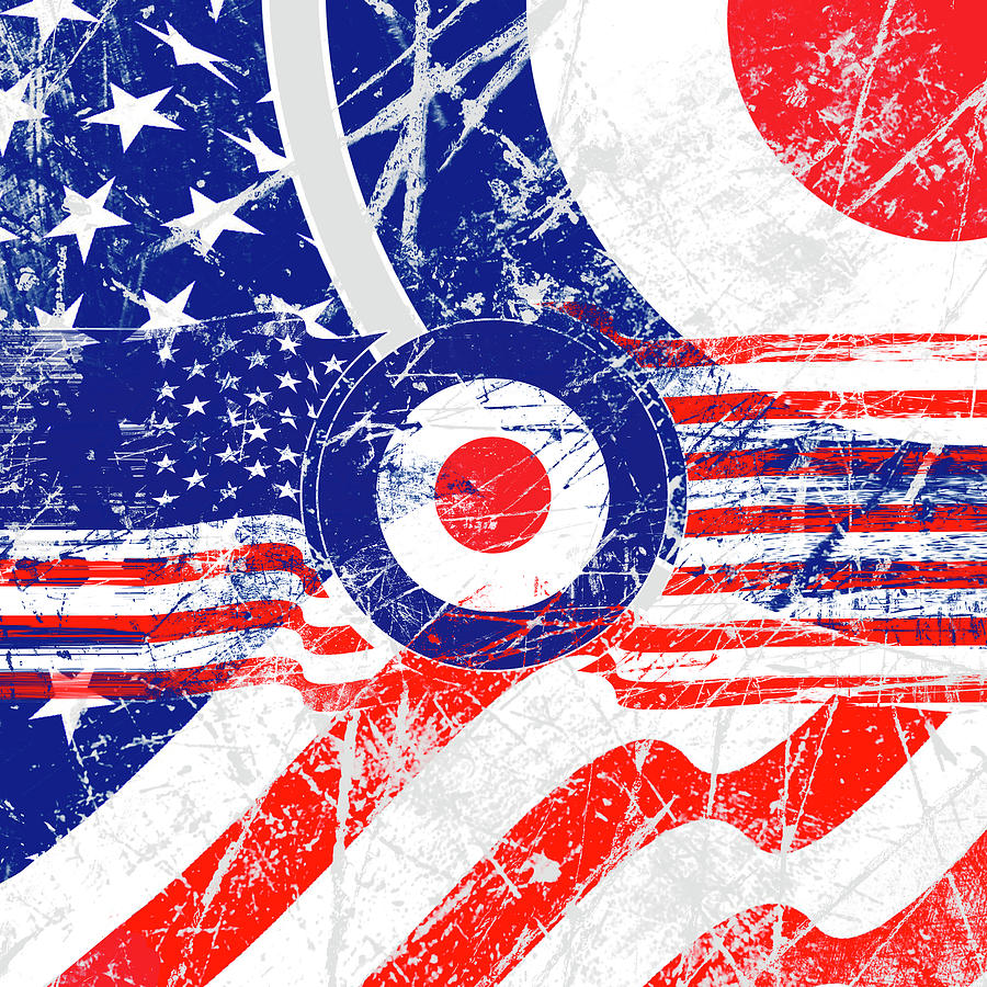 Mod Roundel American Flag in Grunge Distressed Style #2 Digital Art by Garaga Designs