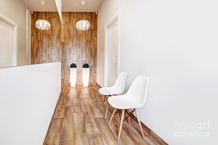 Modern waiting room, reception. Cozy minimalistic interior #1 Photograph by Michal Bednarek