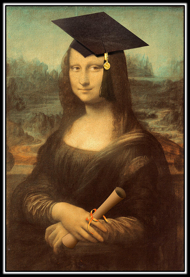 Leonardo Da Vinci Painting - Mona Lisa  Graduation Day #2 by Gravityx9  Designs