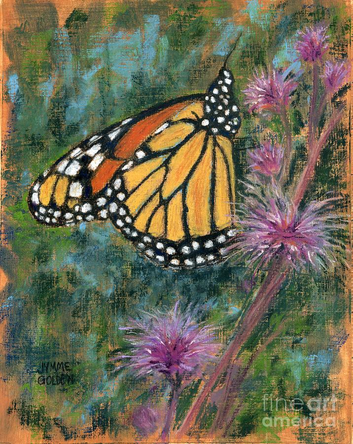 Monarch on Blazing Star #1 Pastel by Jymme Golden